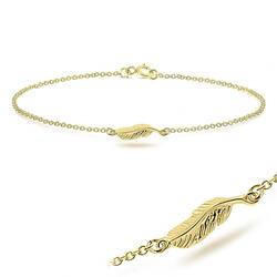 Gold Plated Feather Shaped Silver Bracelet BRS-64-GP